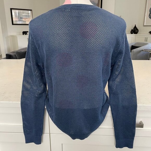 Puma Casual Lg Slv Crew Neck Perforated Knit Sweater Ocean Blue M no fabric tag - Picture 4 of 9